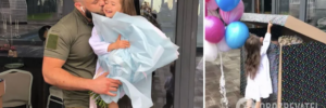 Маленька українка у день народження отримала найцінніший подарунок від тата-військового (відео)